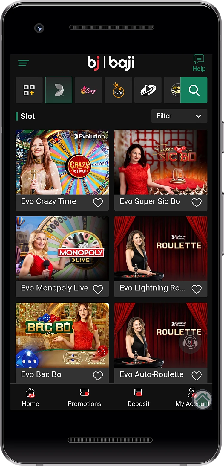 Baji app users have access to live casino with live dealers