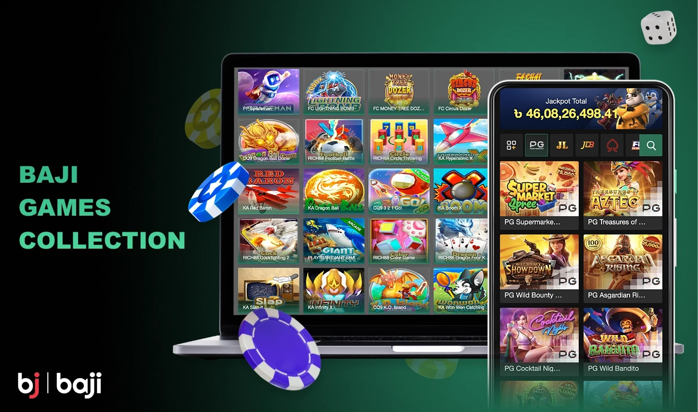 Baji offers a huge collection of licensed gambling games