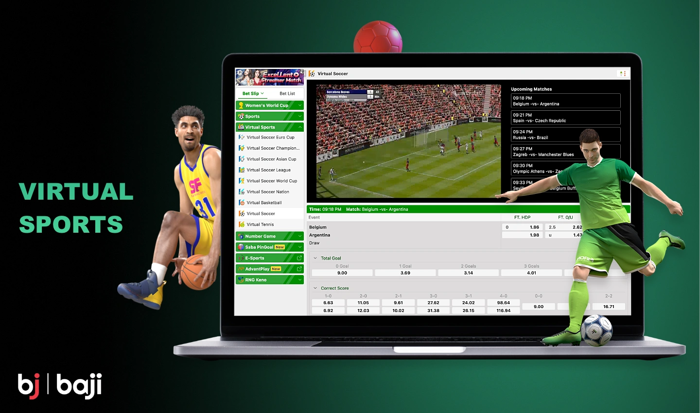 Virtual sports betting at Baji is available to all registered users