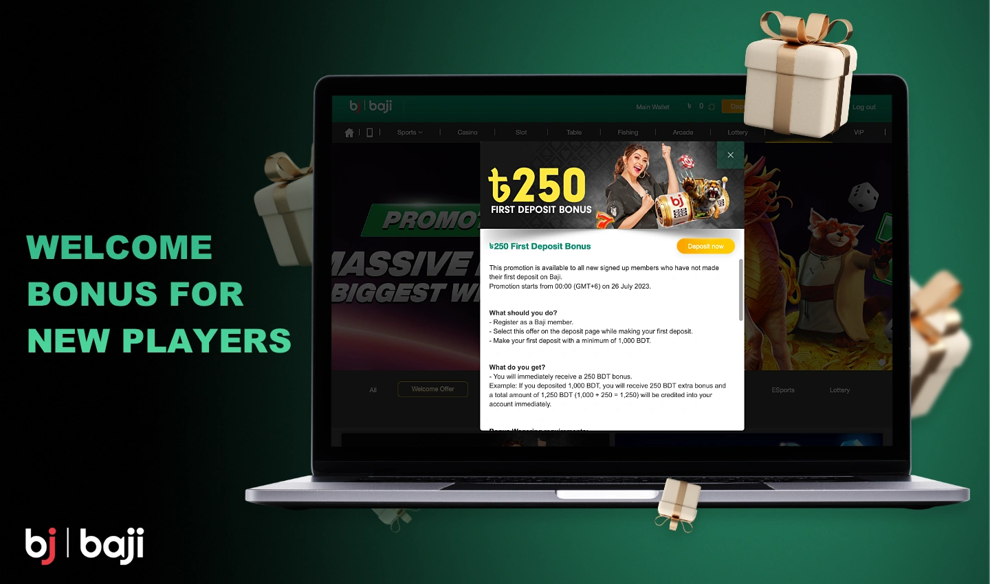 Baji welcome bonus is designed for new users who intend to bet on sports and games