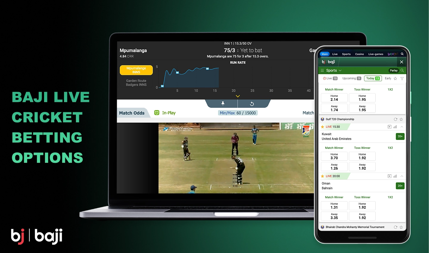 A variety of cricket betting options are available on the Baji platform, including live betting, match broadcasts and more