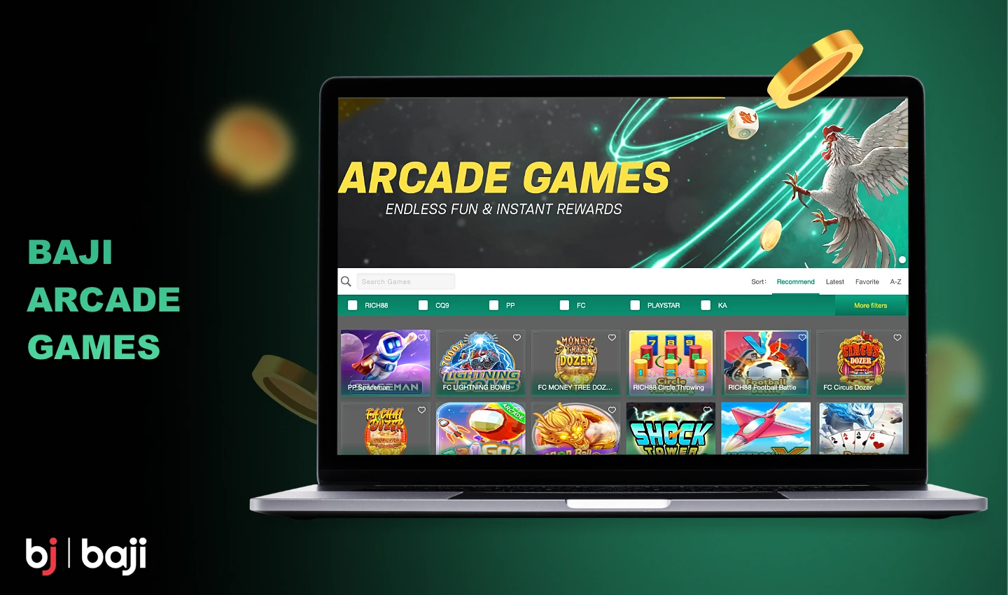 Baji Casino has a huge collection of arcade games that are available to registered users