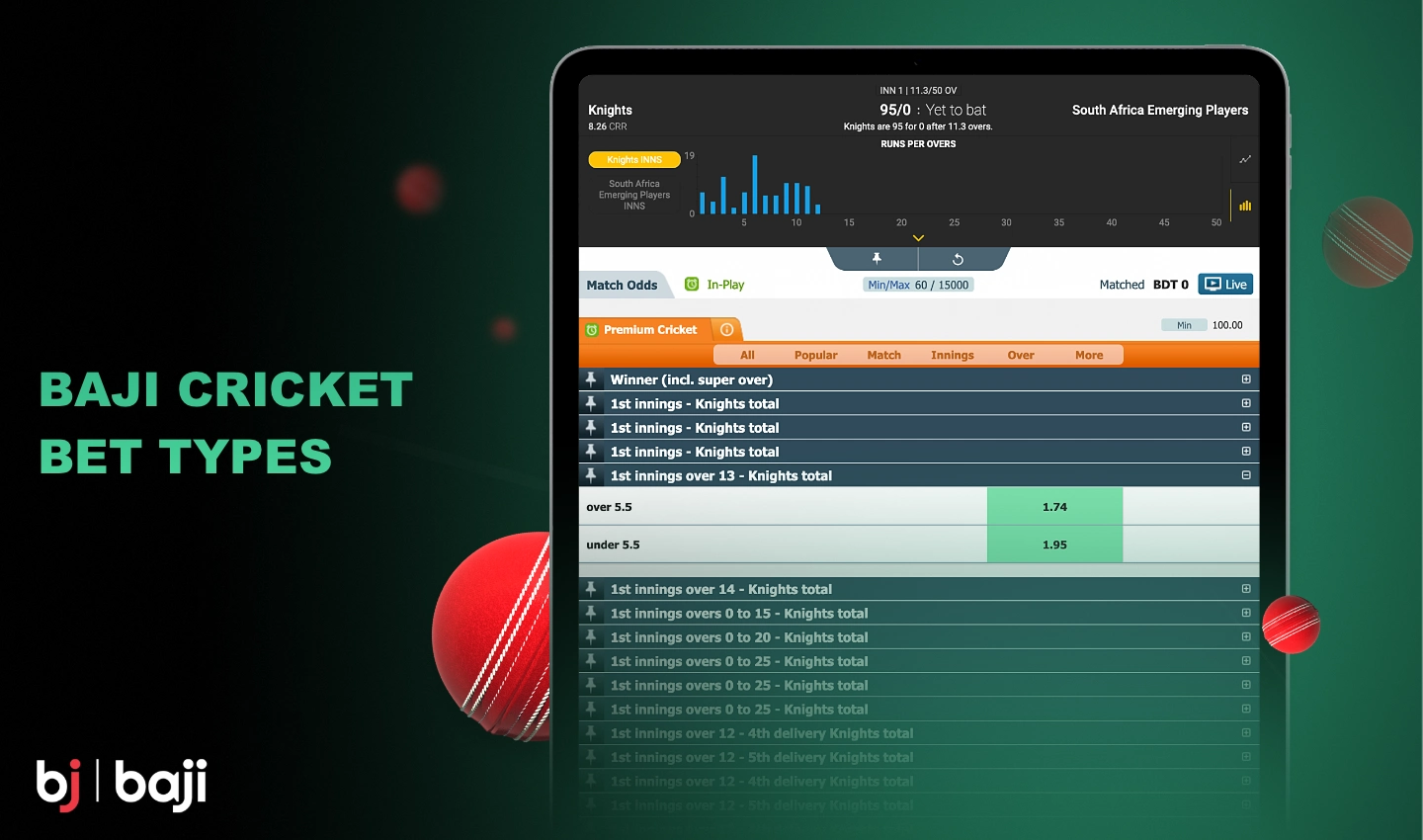 There are various types of cricket betting available on the Baji platform
