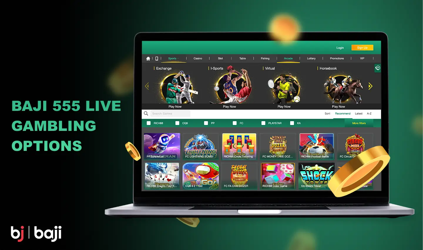 Users of the Baji 555 website have a variety of gambling options available to them