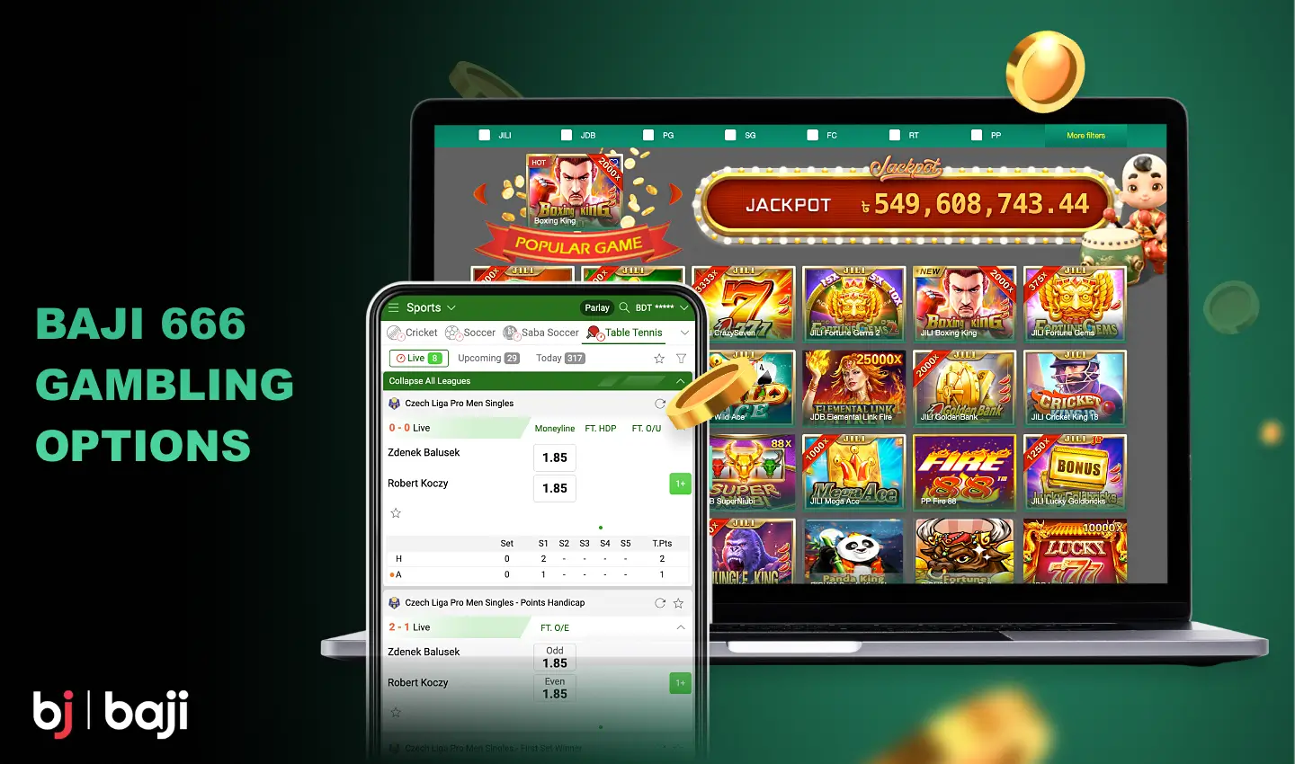 Baji 666 offers its users a variety of gambling games ranging from casino games to sports betting