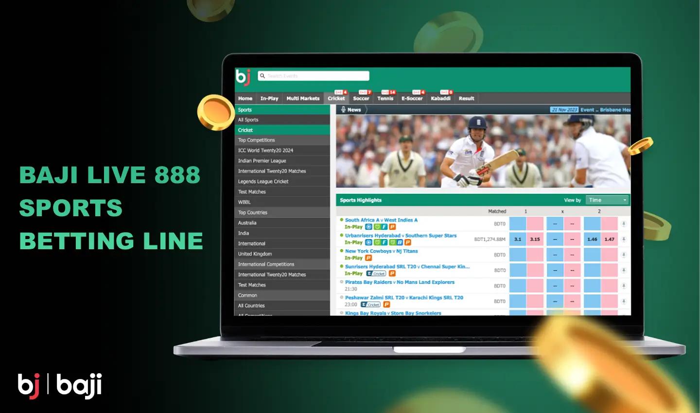 Baji 888 has a wide range of betting lines available on popular sports