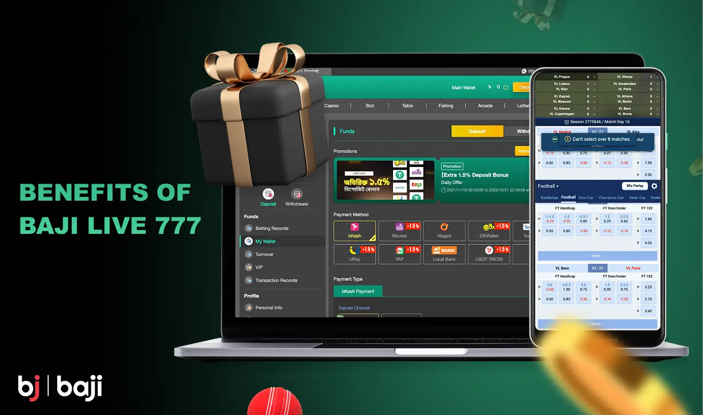 Baji Live 777 has many benefits that make Bangladeshi users choose this platform to play casino or bet on sports
